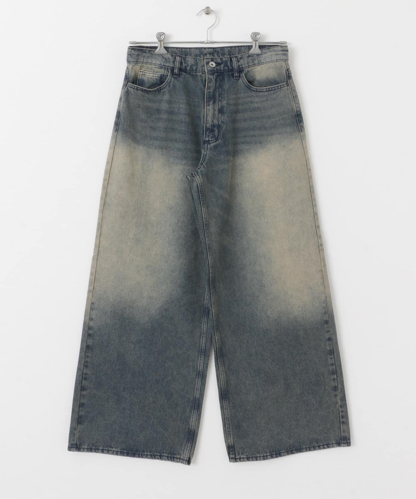 中性復古風牛仔寬腿褲