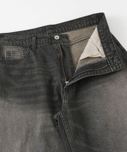 中性復古風牛仔寬腿褲