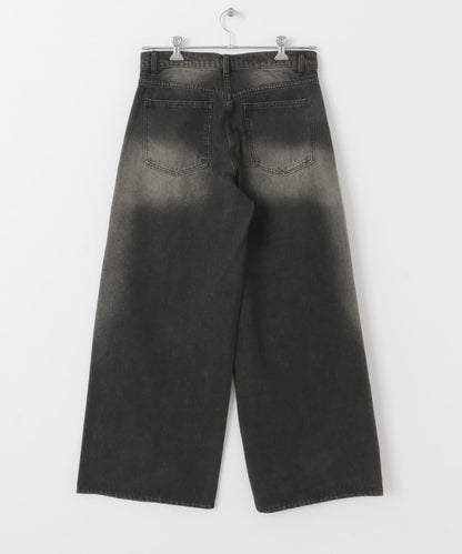 中性復古風牛仔寬腿褲