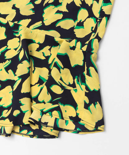 植物印花不規則下襬半身裙∴