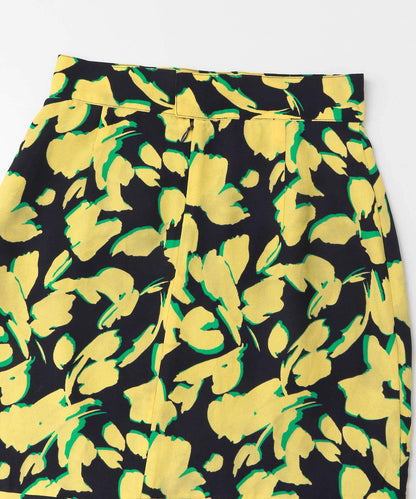 植物印花不規則下襬半身裙∴