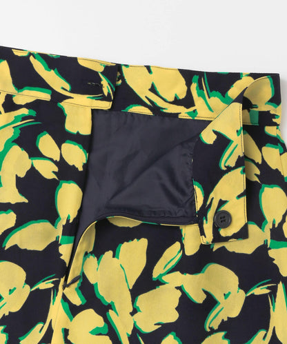 植物印花不規則下襬半身裙∴