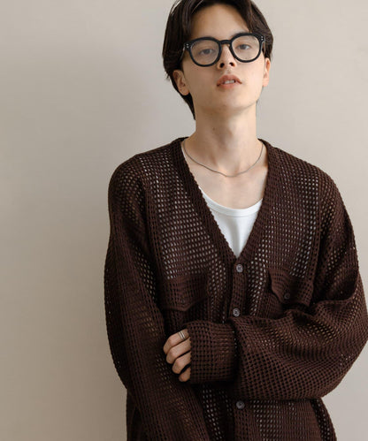 雙口袋V領針織開衫