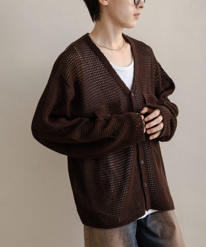 雙口袋V領針織開衫