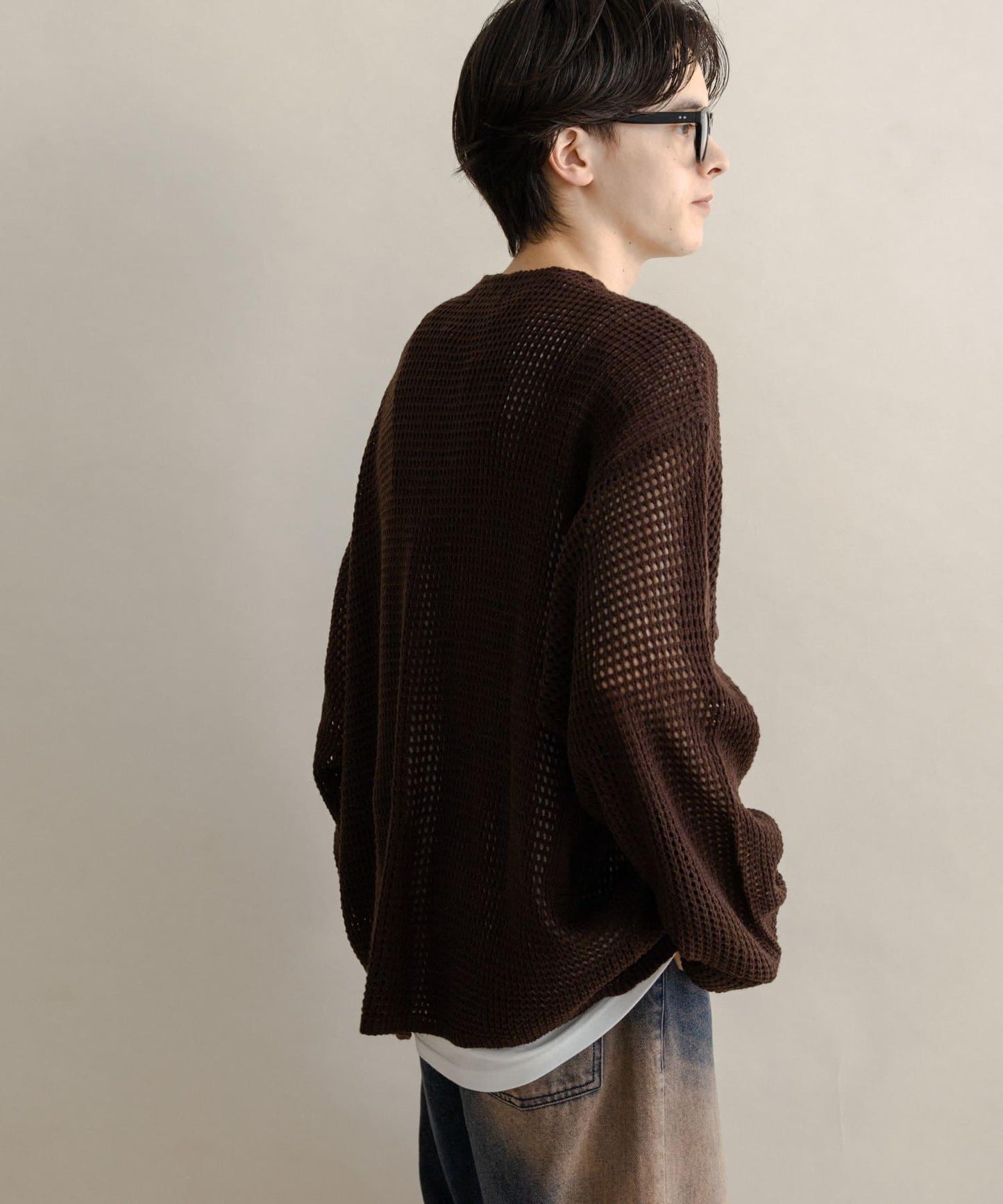 雙口袋V領針織開衫