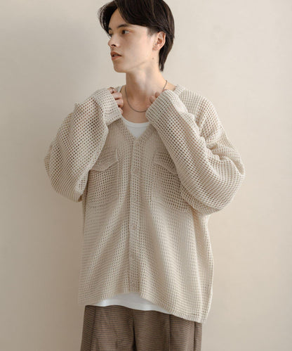 雙口袋V領針織開衫