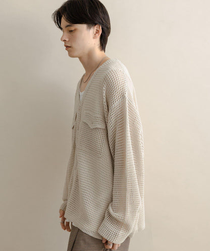 雙口袋V領針織開衫