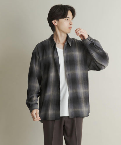 漸變格紋常規領襯衫