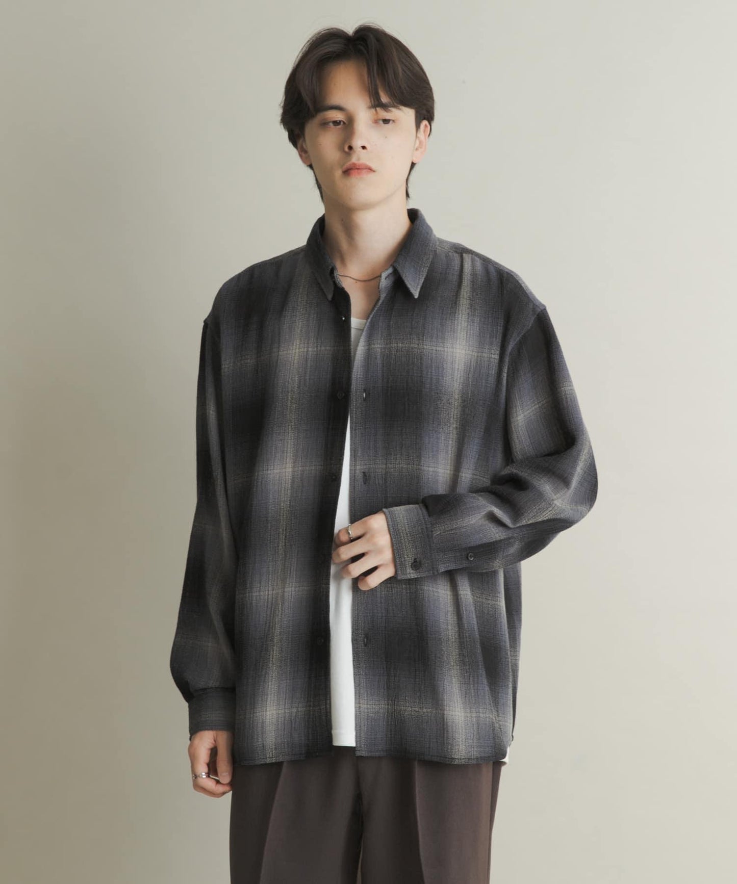 漸變格紋常規領襯衫