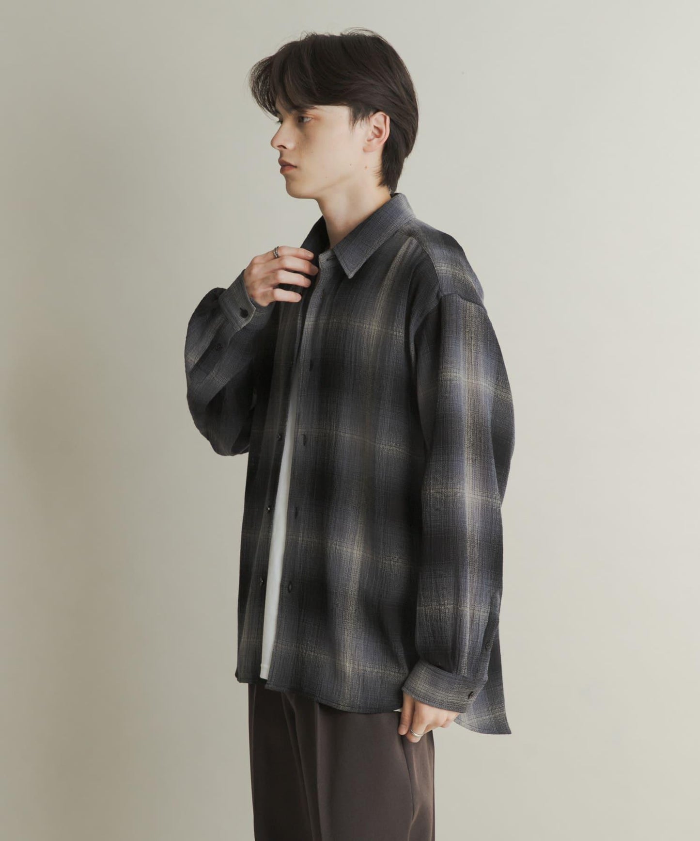 漸變格紋常規領襯衫