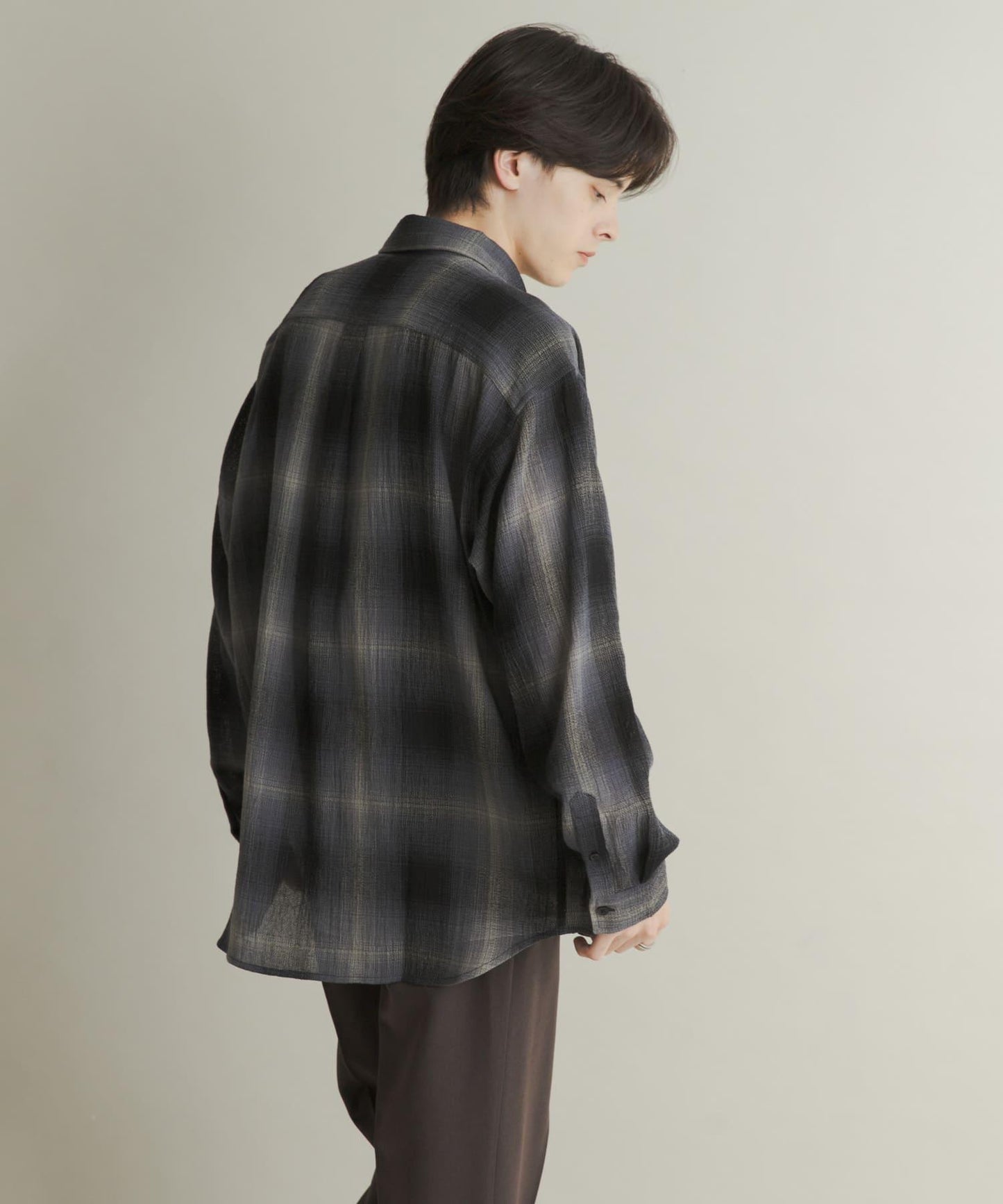 漸變格紋常規領襯衫