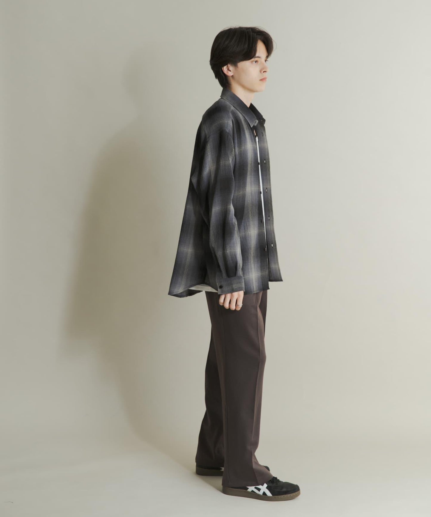 漸變格紋常規領襯衫