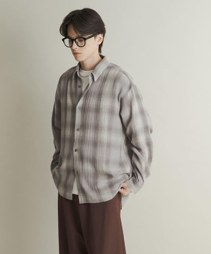 漸變格紋常規領襯衫