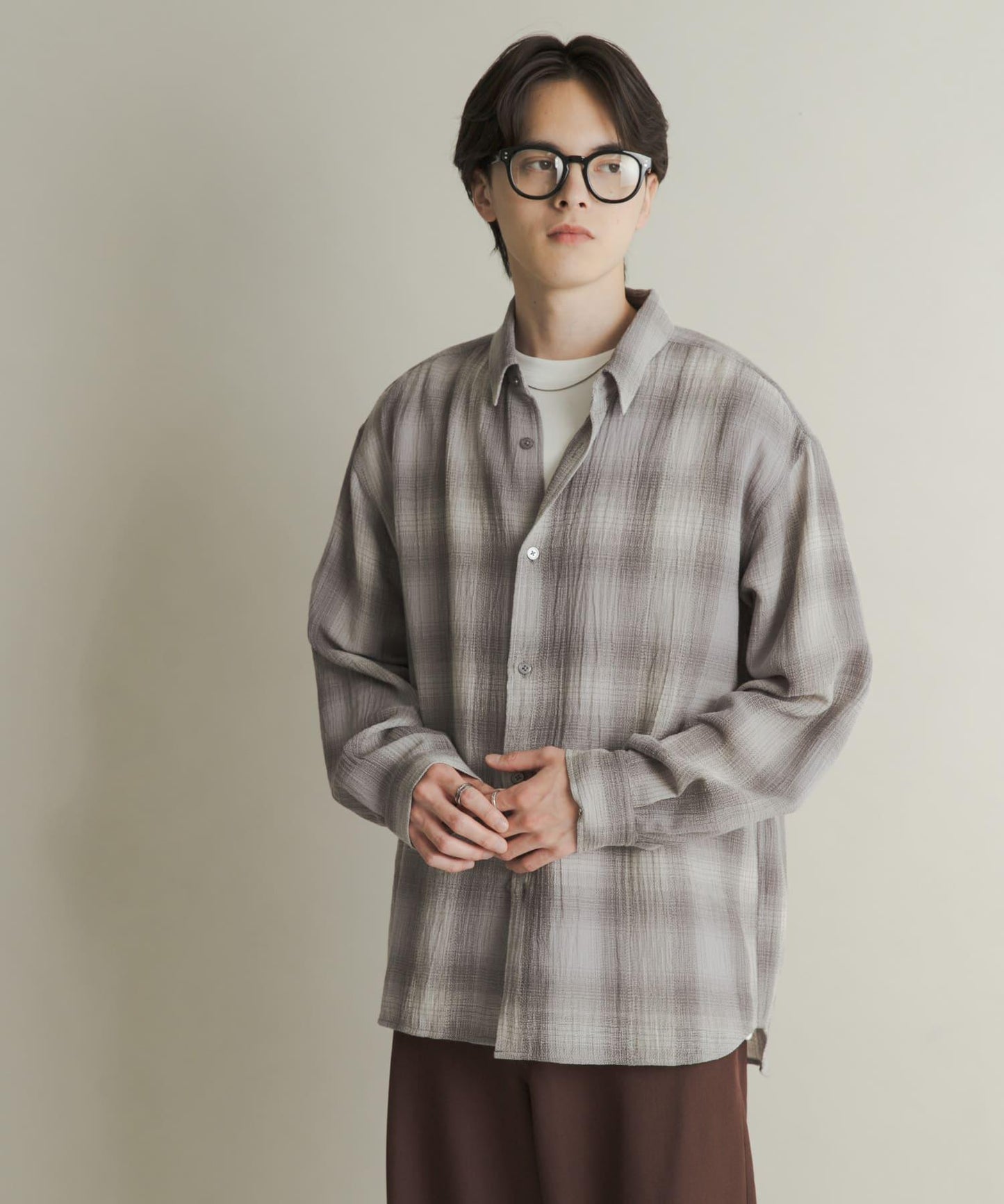 漸變格紋常規領襯衫