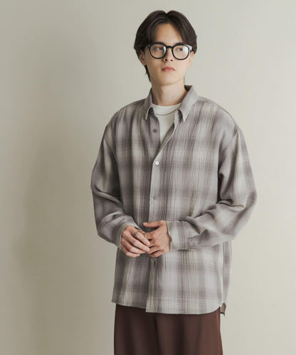 漸變格紋常規領襯衫