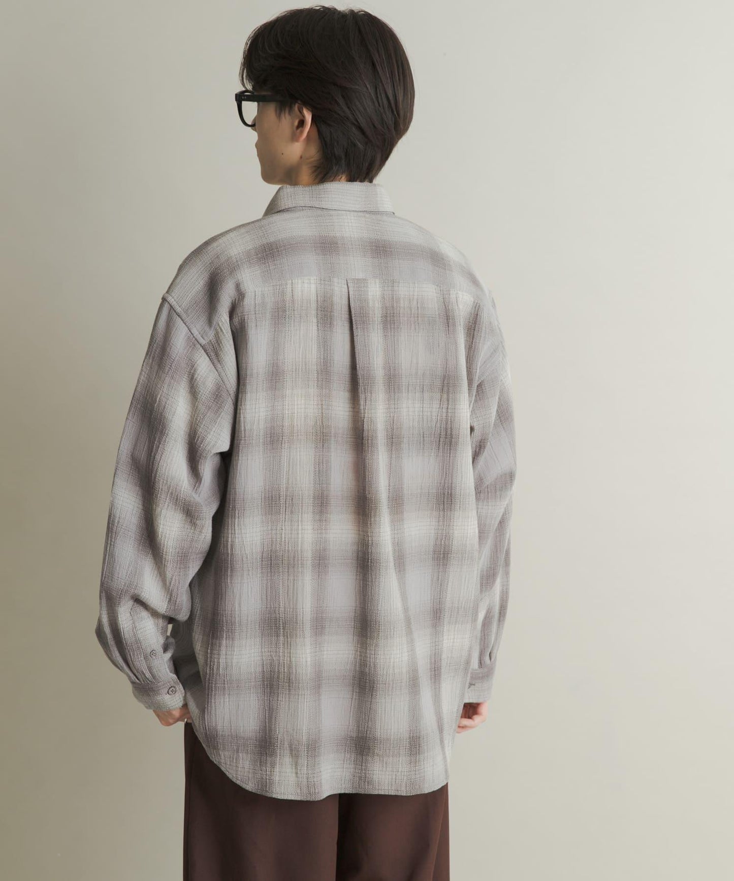 漸變格紋常規領襯衫