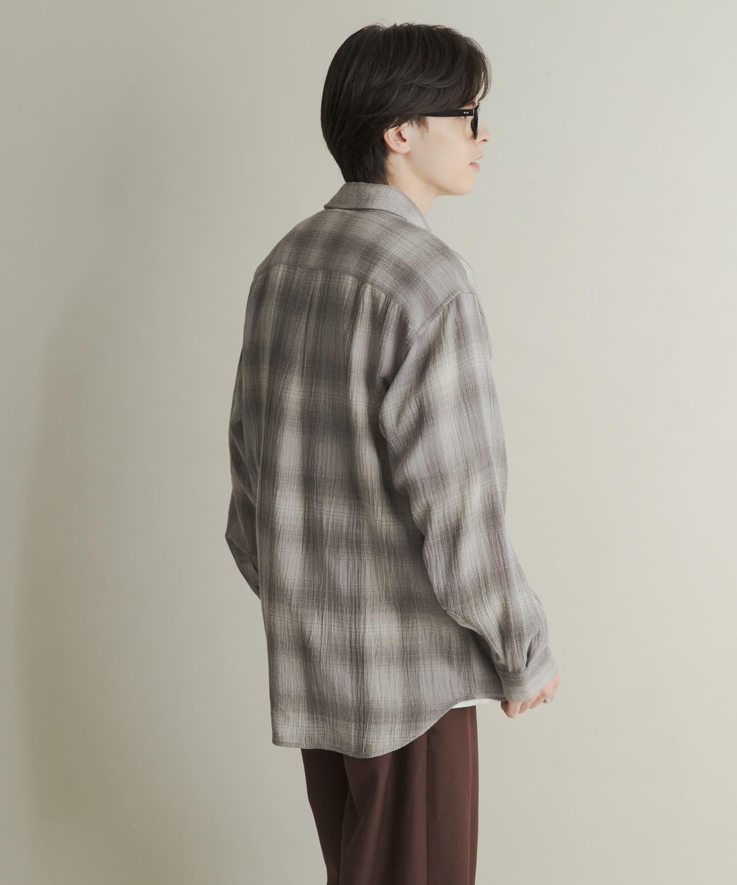 漸變格紋常規領襯衫