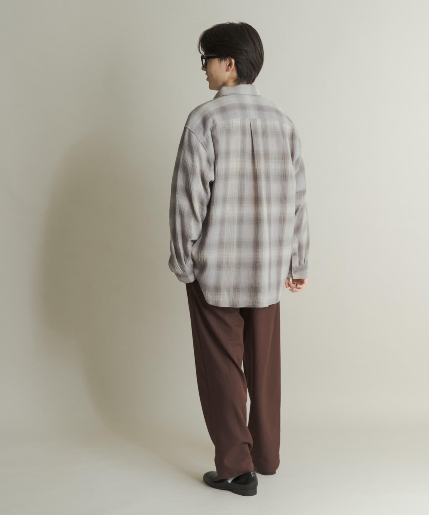 漸變格紋常規領襯衫