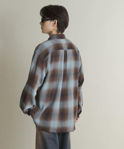 漸變格紋常規領襯衫