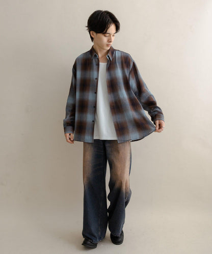 復古風牛仔寬腿褲