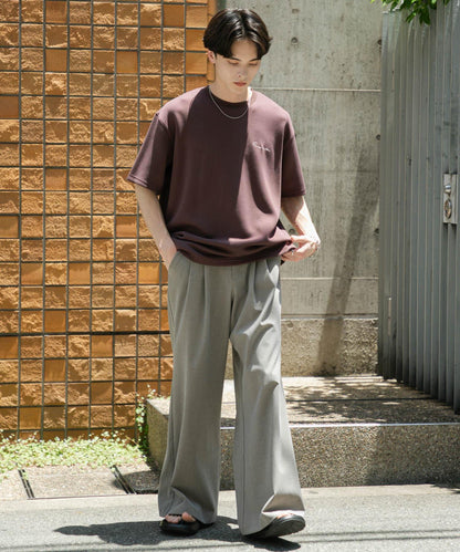 2褶寬鬆喇叭西裝褲