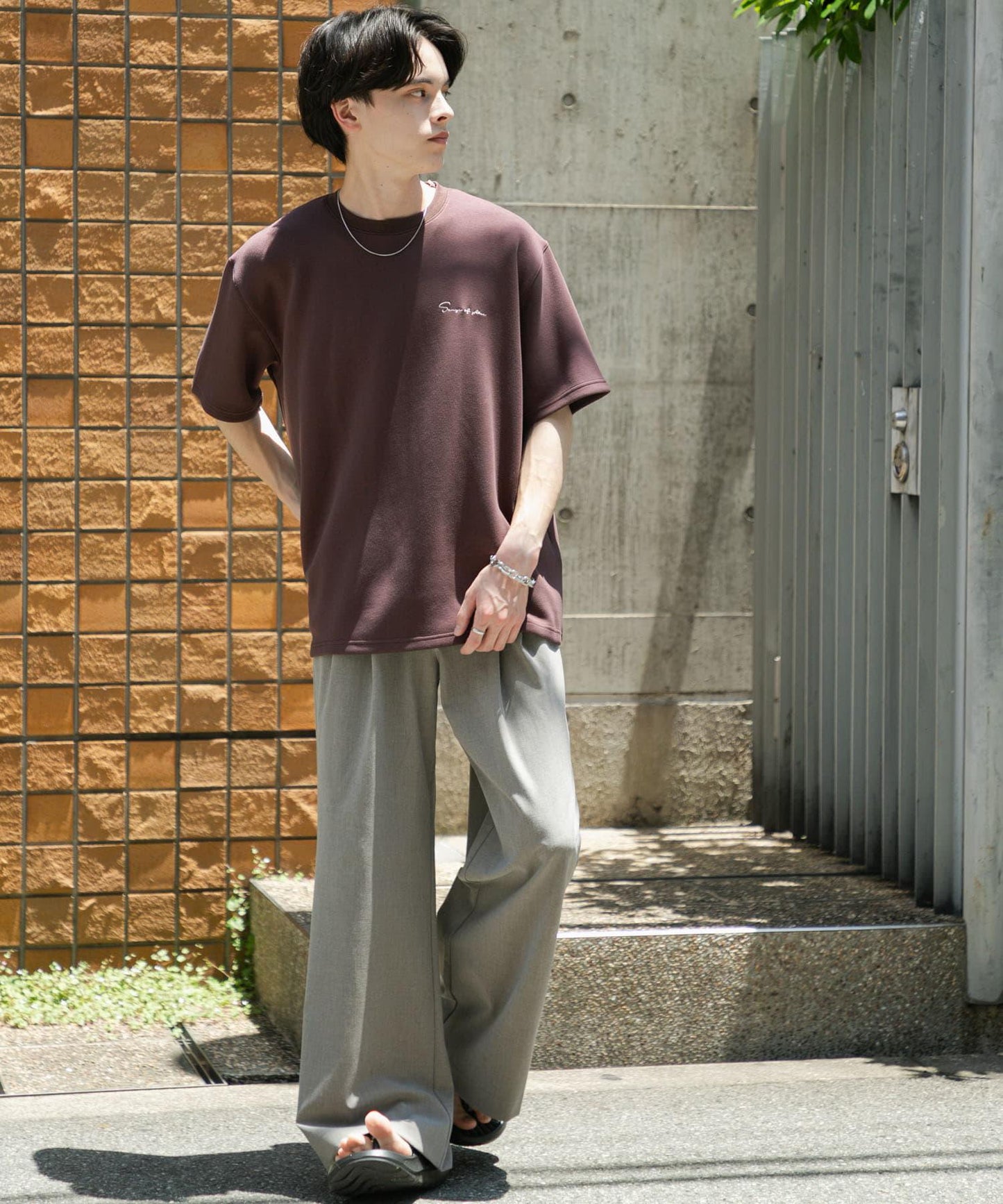 2褶寬鬆喇叭西裝褲