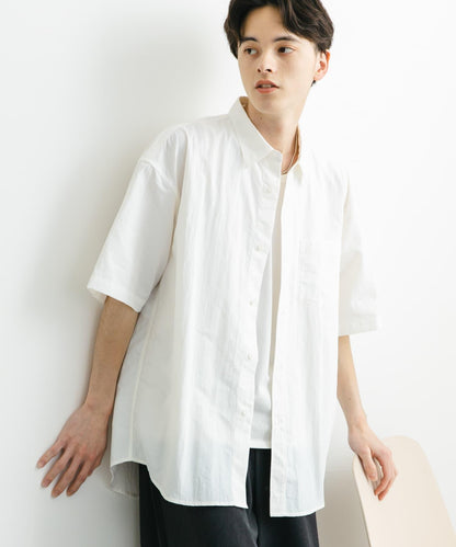 尼龍常規領寬鬆短袖襯衫