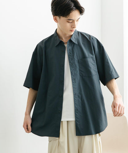 尼龍常規領寬鬆短袖襯衫