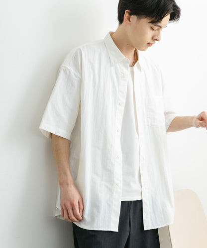 尼龍常規領寬鬆短袖襯衫