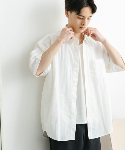 尼龍常規領寬鬆短袖襯衫
