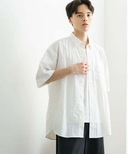 尼龍常規領寬鬆短袖襯衫