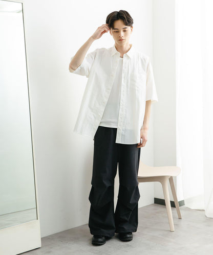 尼龍常規領寬鬆短袖襯衫