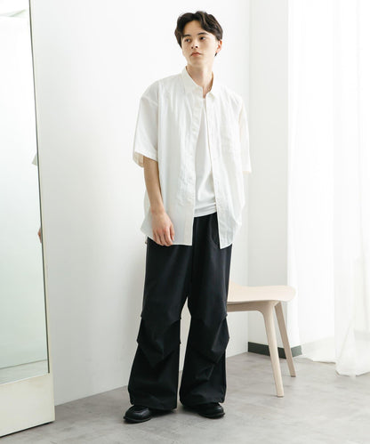 尼龍常規領寬鬆短袖襯衫