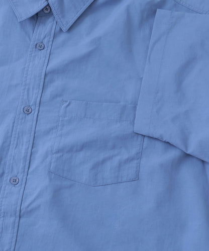 尼龍常規領寬鬆短袖襯衫