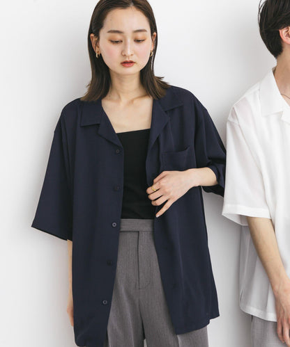 中性透視褶皺開領襯衫