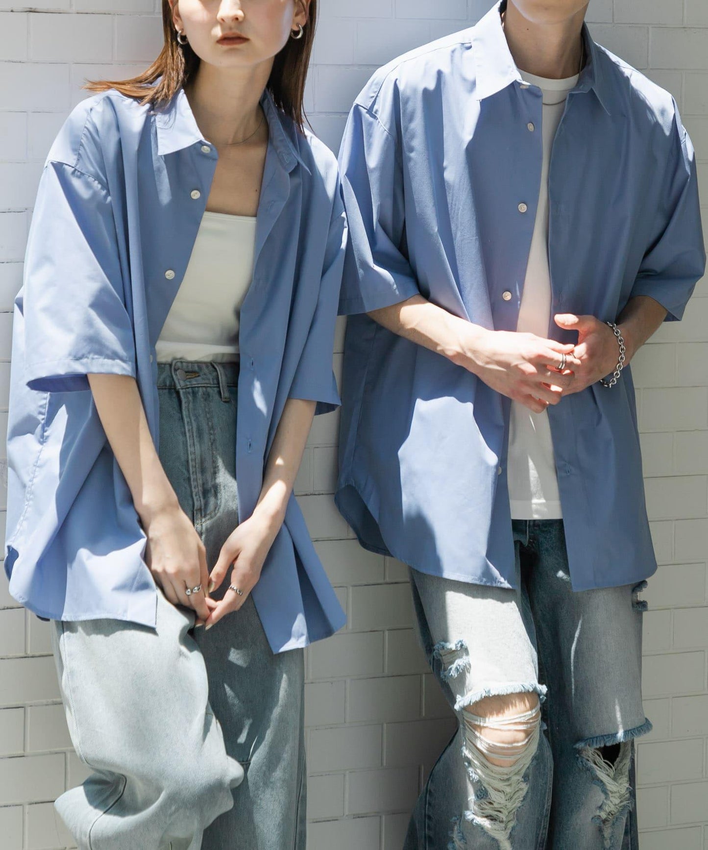 中性寬鬆版常規領短袖襯衫