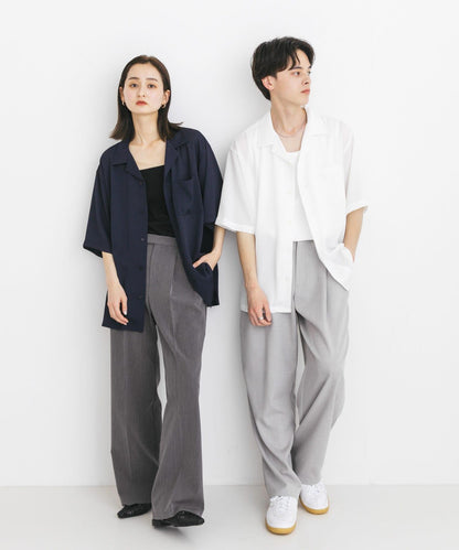 中性透視褶皺開領襯衫