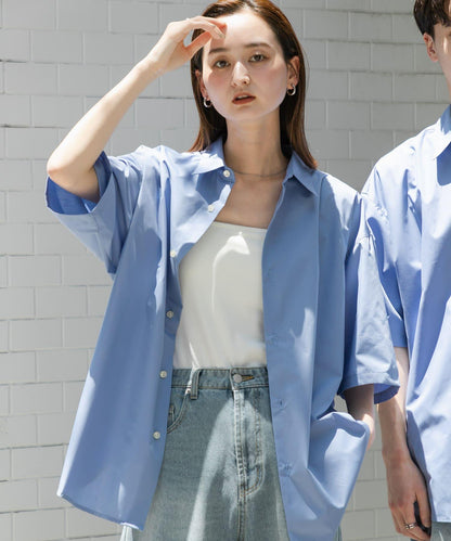 中性寬鬆版常規領短袖襯衫