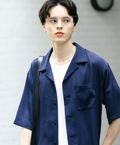 中性透視褶皺開領襯衫