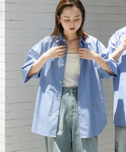 中性寬鬆版常規領短袖襯衫