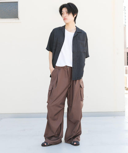 大理石紋開領短袖襯衫