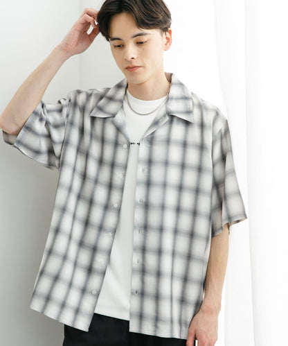 中性漸變格紋短袖襯衫