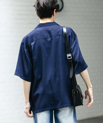 中性透視褶皺開領襯衫