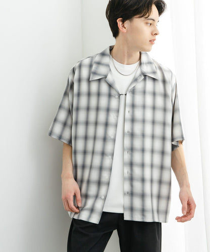 中性漸變格紋短袖襯衫