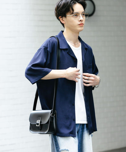 中性透視褶皺開領襯衫