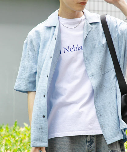 大理石紋開領短袖襯衫