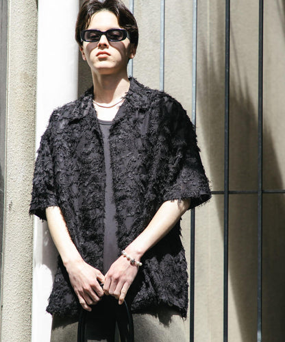 流蘇提花短袖襯衫