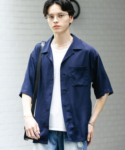 中性透視褶皺開領襯衫