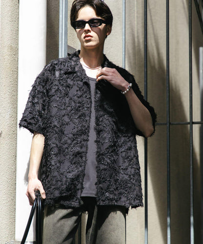 流蘇提花短袖襯衫