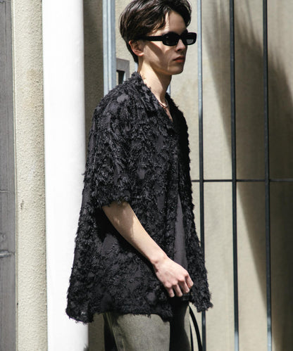 流蘇提花短袖襯衫